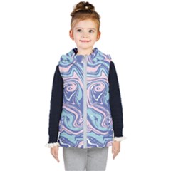 Blue Vivid Marble Pattern 10 Kids  Hooded Puffer Vest by goljakoff