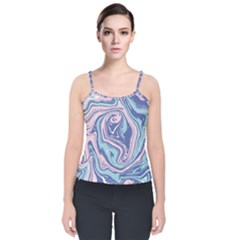 Blue Vivid Marble Pattern 10 Velvet Spaghetti Strap Top by goljakoff