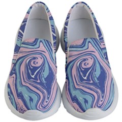 Blue Vivid Marble Pattern 10 Kids Lightweight Slip Ons