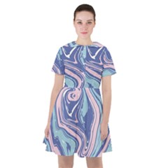 Blue Vivid Marble Pattern 10 Sailor Dress by goljakoff