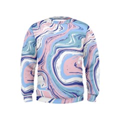 Rose And Blue Vivid Marble Pattern 11 Kids  Sweatshirt by goljakoff