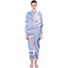 Rose And Blue Vivid Marble Pattern 11 Hooded Jumpsuit (ladies)  by goljakoff