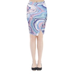 Rose And Blue Vivid Marble Pattern 11 Midi Wrap Pencil Skirt by goljakoff