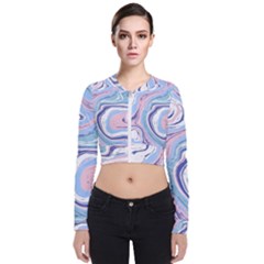 Rose And Blue Vivid Marble Pattern 11 Long Sleeve Zip Up Bomber Jacket by goljakoff