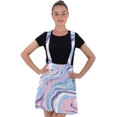 Rose And Blue Vivid Marble Pattern 11 Velvet Suspender Skater Skirt by goljakoff