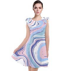 Rose And Blue Vivid Marble Pattern 11 Tie Up Tunic Dress by goljakoff