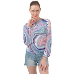 Rose And Blue Vivid Marble Pattern 11 Banded Bottom Chiffon Top by goljakoff