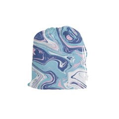 Blue Vivid Marble Pattern 12 Drawstring Pouch (medium) by goljakoff