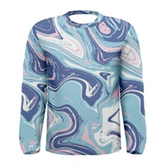 Blue Vivid Marble Pattern 12 Men s Long Sleeve Tee by goljakoff