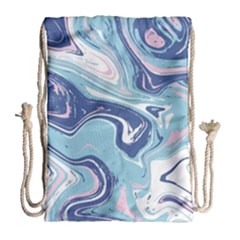 Blue Vivid Marble Pattern 12 Drawstring Bag (large) by goljakoff