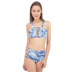 Blue Vivid Marble Pattern 12 Cage Up Bikini Set by goljakoff