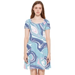 Blue Vivid Marble Pattern 12 Inside Out Cap Sleeve Dress by goljakoff