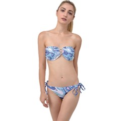 Blue Vivid Marble Pattern 12 Twist Bandeau Bikini Set by goljakoff