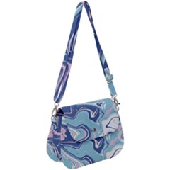 Blue Vivid Marble Pattern 12 Saddle Handbag by goljakoff
