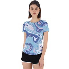 Blue Vivid Marble Pattern 12 Back Cut Out Sport Tee by goljakoff