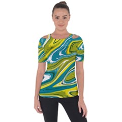 Vector Vivid Marble Pattern 13 Shoulder Cut Out Short Sleeve Top by goljakoff