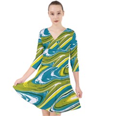 Vector Vivid Marble Pattern 13 Quarter Sleeve Front Wrap Dress by goljakoff