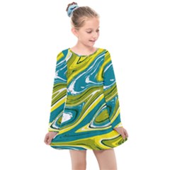 Vector Vivid Marble Pattern 13 Kids  Long Sleeve Dress by goljakoff