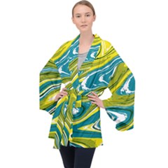 Vector Vivid Marble Pattern 13 Long Sleeve Velvet Kimono  by goljakoff