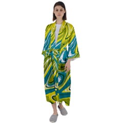 Vector Vivid Marble Pattern 13 Maxi Satin Kimono by goljakoff