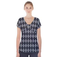 Black Diamonds Short Sleeve Front Detail Top by ArtsyWishy