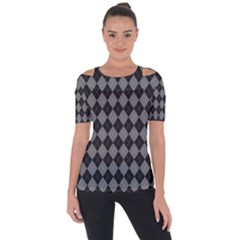 Black Diamonds Shoulder Cut Out Short Sleeve Top