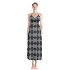 Black Diamonds Button Up Chiffon Maxi Dress