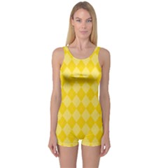 Yellow Diamonds One Piece Boyleg Swimsuit