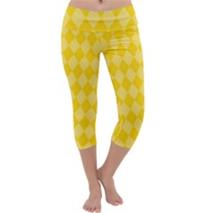 Yellow Diamonds Capri Yoga Leggings by ArtsyWishy