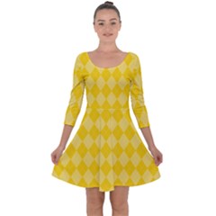 Yellow Diamonds Quarter Sleeve Skater Dress