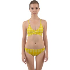 Yellow Diamonds Wrap Around Bikini Set