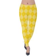 Yellow Diamonds Velvet Leggings