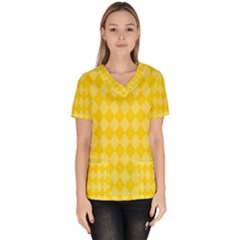 Yellow Diamonds Women s V-neck Scrub Top by ArtsyWishy