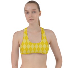 Yellow Diamonds Criss Cross Racerback Sports Bra