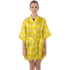 Yellow Diamonds Half Sleeve Satin Kimono  by ArtsyWishy