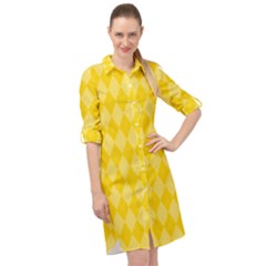 Yellow Diamonds Long Sleeve Mini Shirt Dress