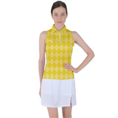 Yellow Diamonds Women s Sleeveless Polo Tee by ArtsyWishy