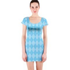 Baby Blue Design Short Sleeve Bodycon Dress