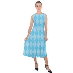 Baby Blue Design Midi Tie-Back Chiffon Dress