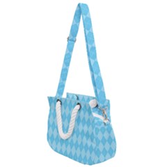 Baby Blue Design Rope Handles Shoulder Strap Bag