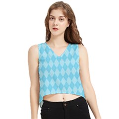 Baby Blue Design V-neck Cropped Tank Top by ArtsyWishy