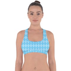 Baby Blue Design Cross Back Hipster Bikini Top 