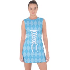 Baby Blue Design Lace Up Front Bodycon Dress