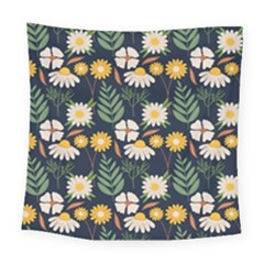 Flower Grey Pattern Floral Square Tapestry (large)