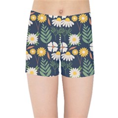Flower Grey Pattern Floral Kids  Sports Shorts