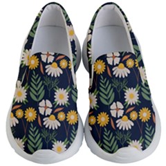 Flower Grey Pattern Floral Kids Lightweight Slip Ons