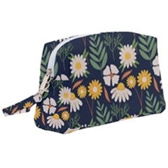 Flower Grey Pattern Floral Wristlet Pouch Bag (large)