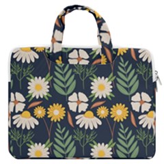 Flower Grey Pattern Floral Double Pocket Laptop Bag by Dutashop