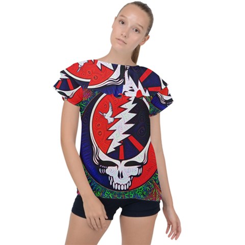 Grateful Dead - Ruffle Collar Chiffon Blouse by Sapixe