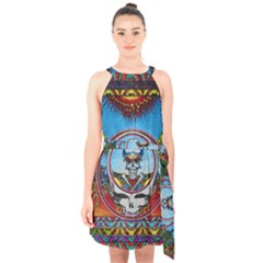 Grateful Dead Wallpapers Halter Collar Waist Tie Chiffon Dress